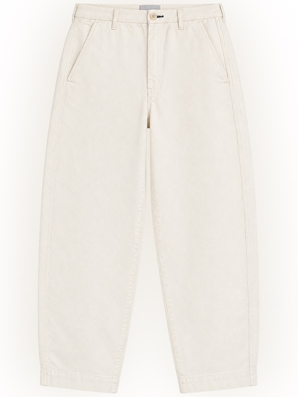 Everlane Curved Canvas Pants Ivory Cropped Barrel Leg Preppy 100% Cotton Size 2